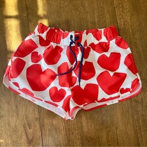 Stella McCartney Red Heart Pattern Swim Athletic Shorts Kids